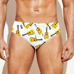 Acoustic Guitar Pattern Print Men's Swim Briefs