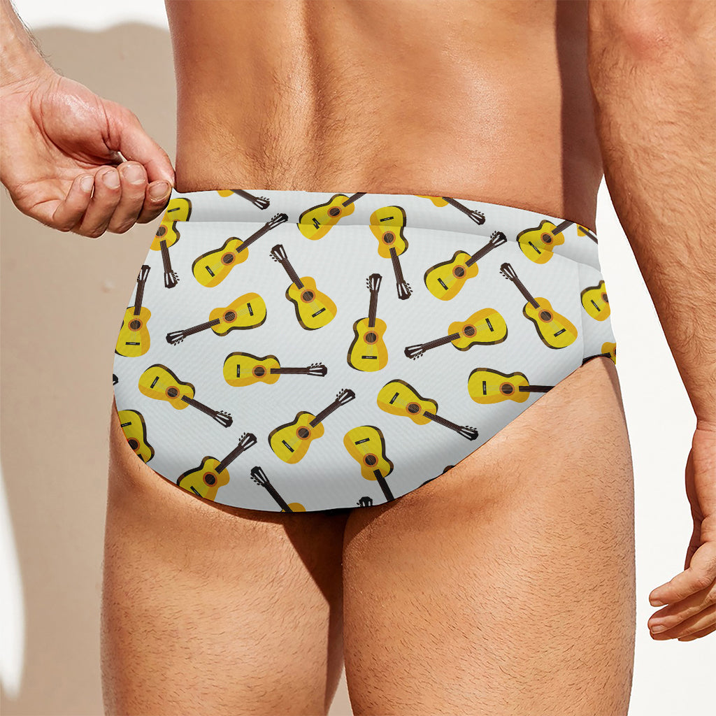 Acoustic Guitar Pattern Print Men's Swim Briefs