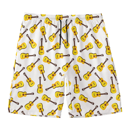 Acoustic Guitar Pattern Print Men's Swim Trunks