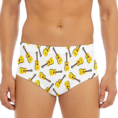 Acoustic Guitar Pattern Print Men's Triangle Swim Briefs