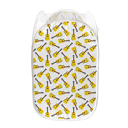 Acoustic Guitar Pattern Print Mesh Laundry Hamper