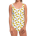 Acoustic Guitar Pattern Print One Piece Swimsuit
