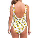 Acoustic Guitar Pattern Print One Piece Swimsuit