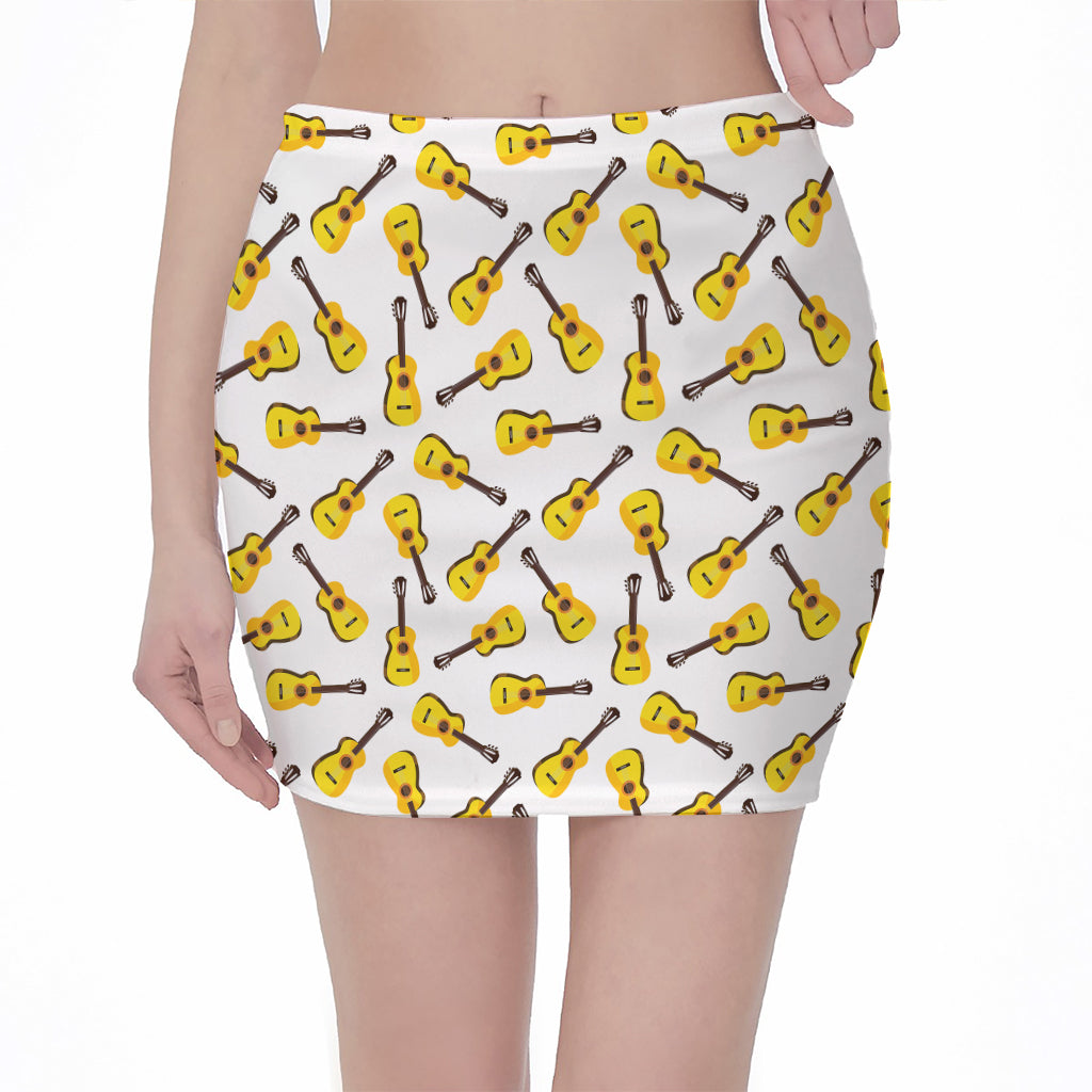 Acoustic Guitar Pattern Print Pencil Mini Skirt