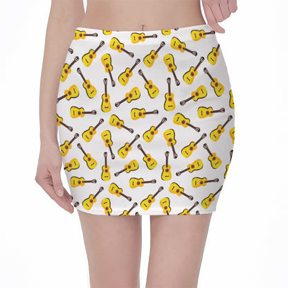 Acoustic Guitar Pattern Print Pencil Mini Skirt
