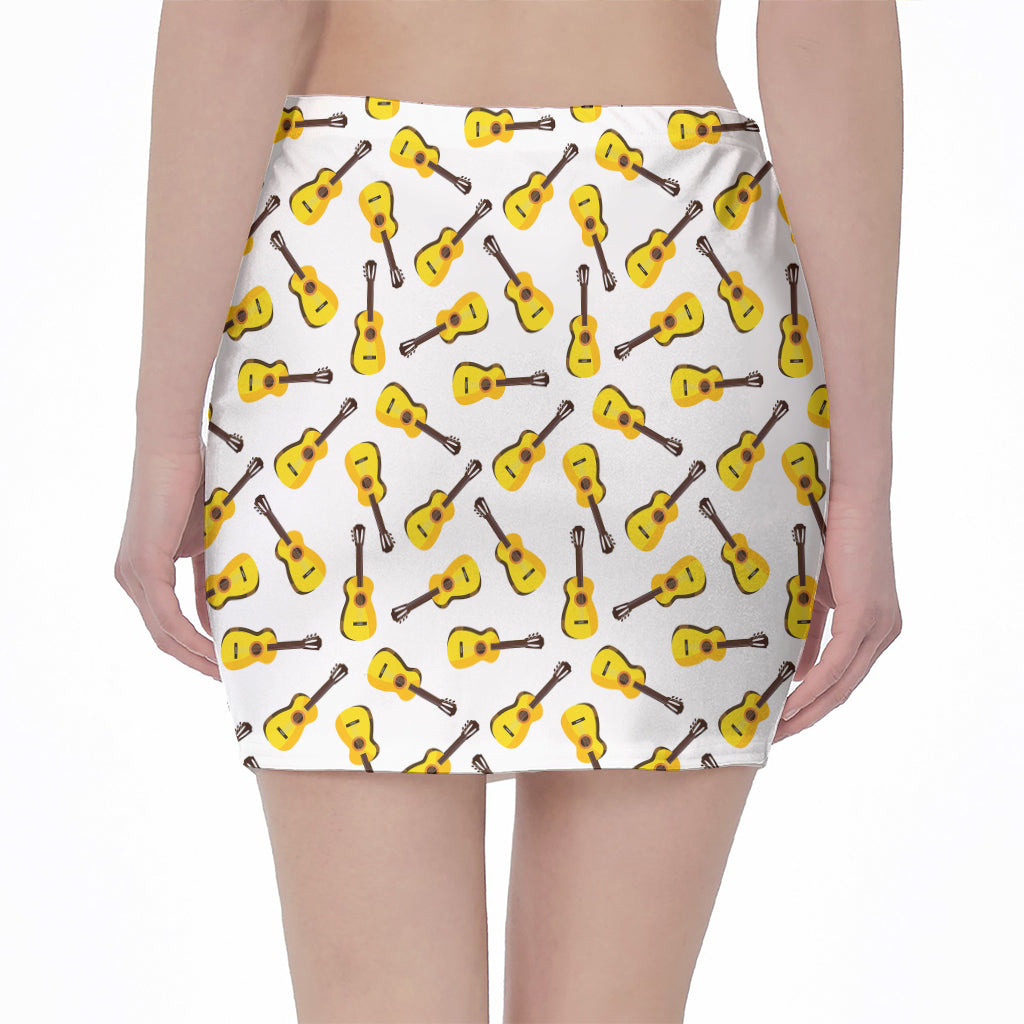Acoustic Guitar Pattern Print Pencil Mini Skirt