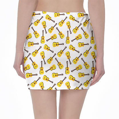Acoustic Guitar Pattern Print Pencil Mini Skirt