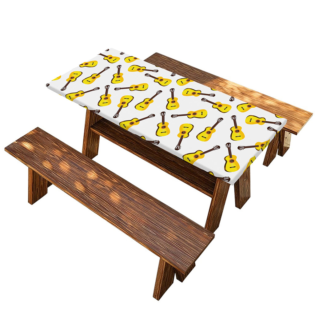 Acoustic Guitar Pattern Print Picnic Table Cover