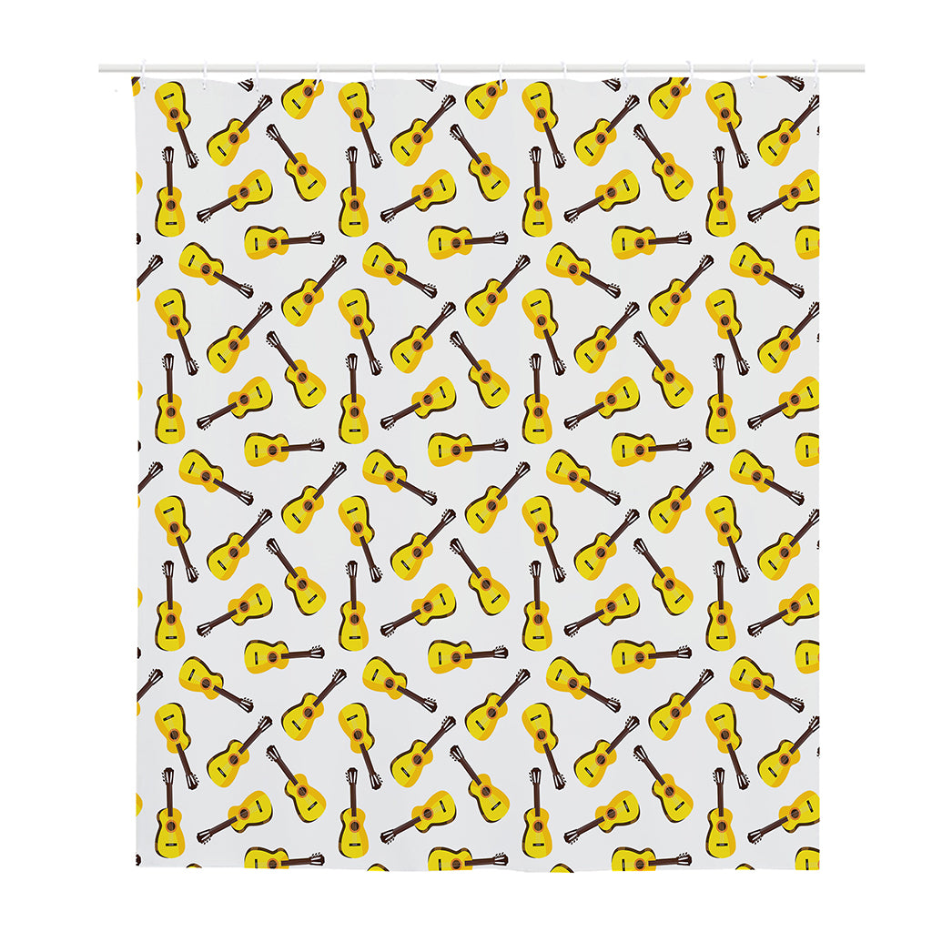 Acoustic Guitar Pattern Print Polyester Shower Curtain