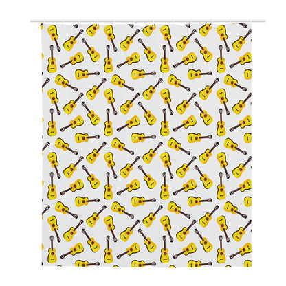 Acoustic Guitar Pattern Print Polyester Shower Curtain