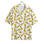 Acoustic Guitar Pattern Print Rayon Hawaiian Shirt