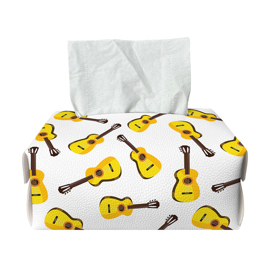 Acoustic Guitar Pattern Print Rectangle Tissue Box Cover