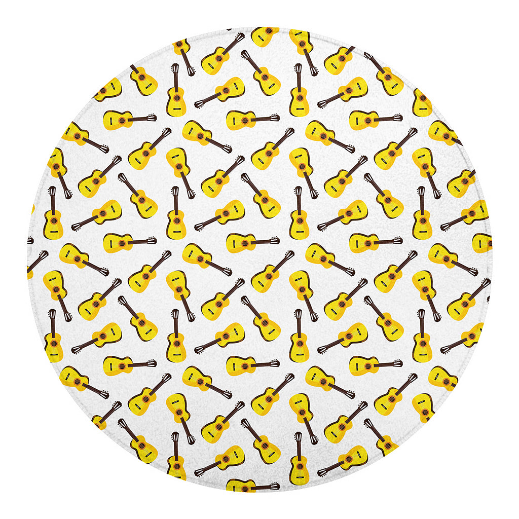 Acoustic Guitar Pattern Print Round Blanket