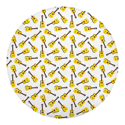 Acoustic Guitar Pattern Print Round Blanket