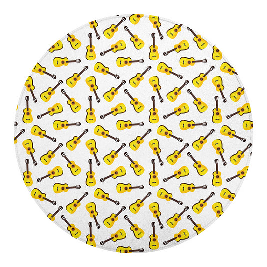 Acoustic Guitar Pattern Print Round Blanket