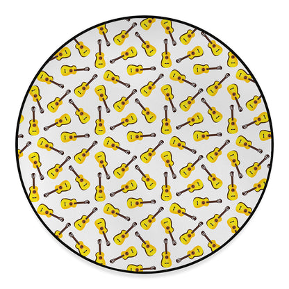 Acoustic Guitar Pattern Print Round Floor Mat