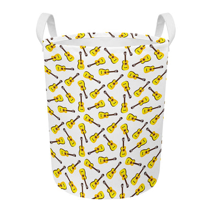Acoustic Guitar Pattern Print Round Laundry Basket