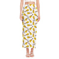 Acoustic Guitar Pattern Print Side Slit Maxi Skirt