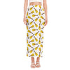 Acoustic Guitar Pattern Print Side Slit Maxi Skirt