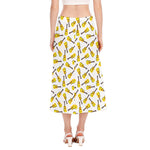 Acoustic Guitar Pattern Print Side Slit Midi Skirt