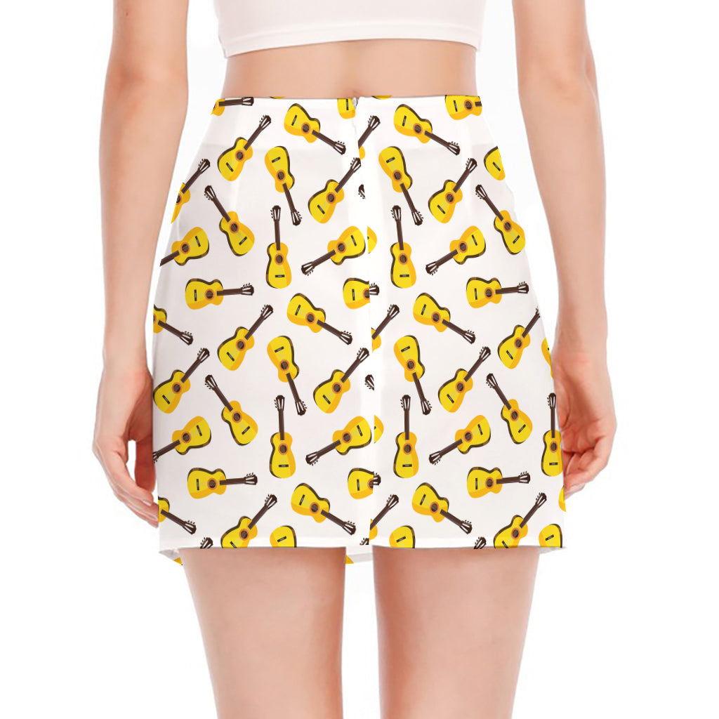 Acoustic Guitar Pattern Print Side Slit Mini Skirt