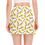 Acoustic Guitar Pattern Print Side Slit Mini Skirt