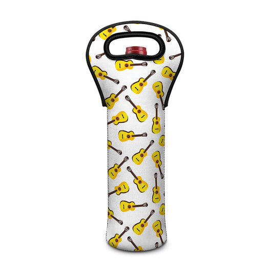 Acoustic Guitar Pattern Print Single Neoprene Wine Tote
