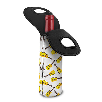 Acoustic Guitar Pattern Print Single Neoprene Wine Tote