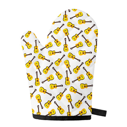 Acoustic Guitar Pattern Print Single Oven Mitt