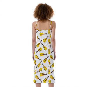 Acoustic Guitar Pattern Print Slim Fit Midi Cami Dress