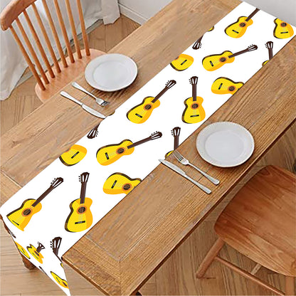 Acoustic Guitar Pattern Print Table Runner