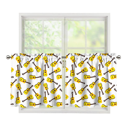 Acoustic Guitar Pattern Print Tier Curtains