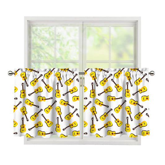 Acoustic Guitar Pattern Print Tier Curtains