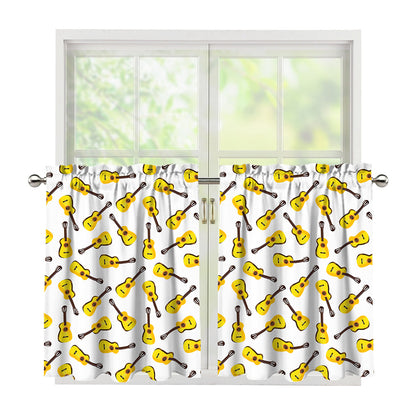 Acoustic Guitar Pattern Print Tier Curtains