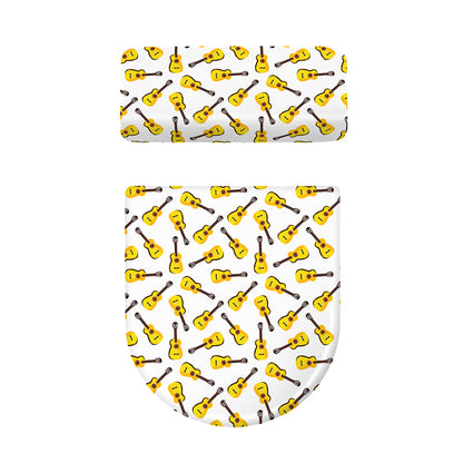 Acoustic Guitar Pattern Print Toilet Lid And Tank Cover Set