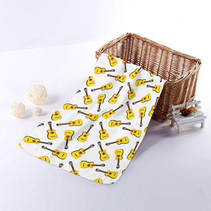 Acoustic Guitar Pattern Print Towel