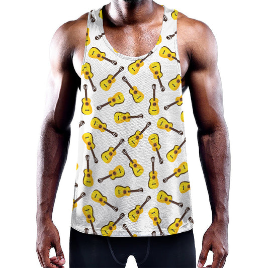 Acoustic Guitar Pattern Print Training Tank Top