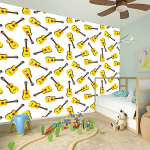 Acoustic Guitar Pattern Print Wall Sticker