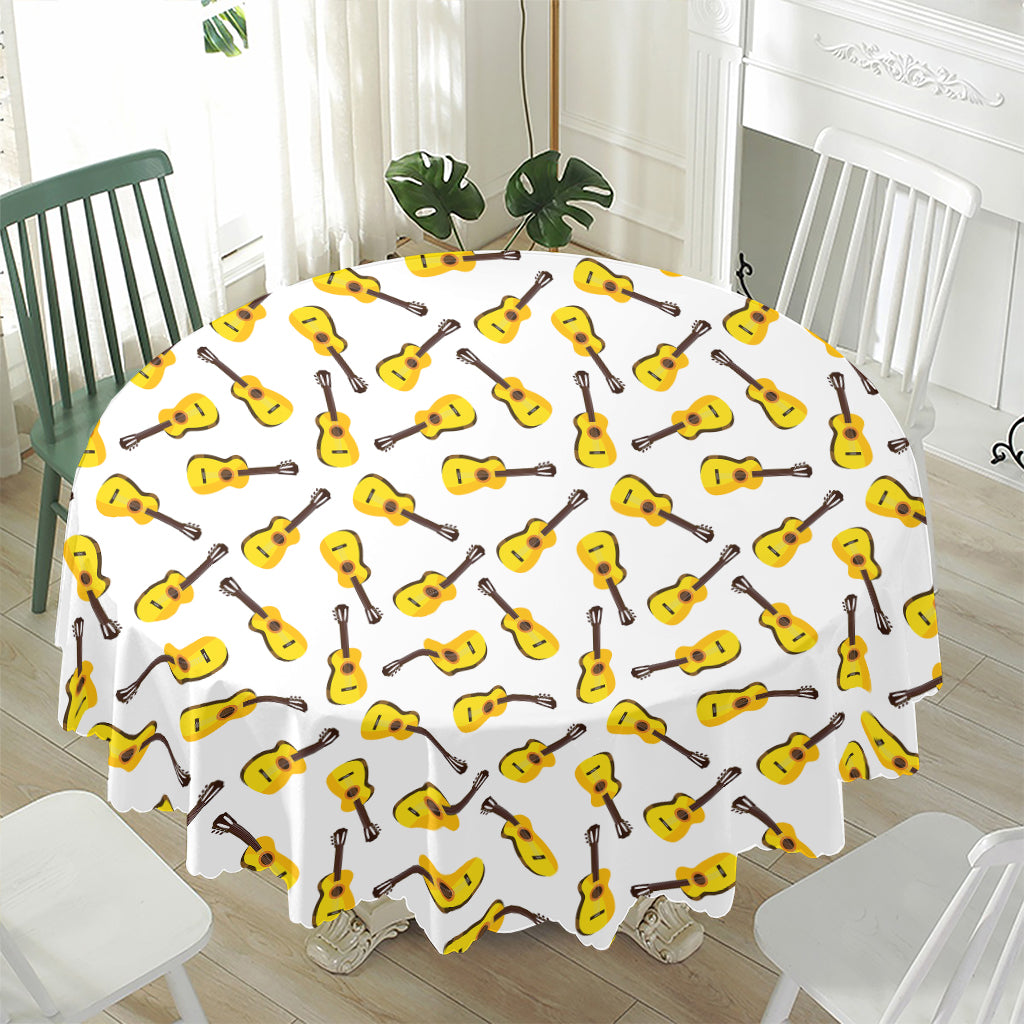 Acoustic Guitar Pattern Print Waterproof Round Tablecloth