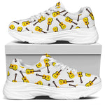 Acoustic Guitar Pattern Print White Chunky Shoes