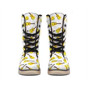 Acoustic Guitar Pattern Print Winter Boots