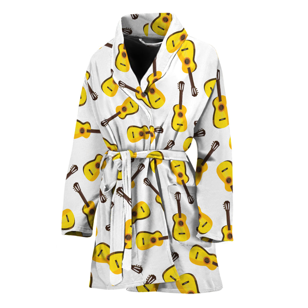 Acoustic Guitar Pattern Print Women's Bathrobe