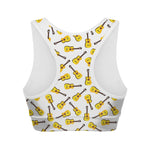 Acoustic Guitar Pattern Print Women's Sports Bra