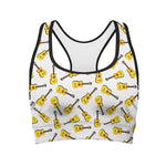 Acoustic Guitar Pattern Print Women's Sports Bra