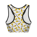Acoustic Guitar Pattern Print Women's Sports Bra