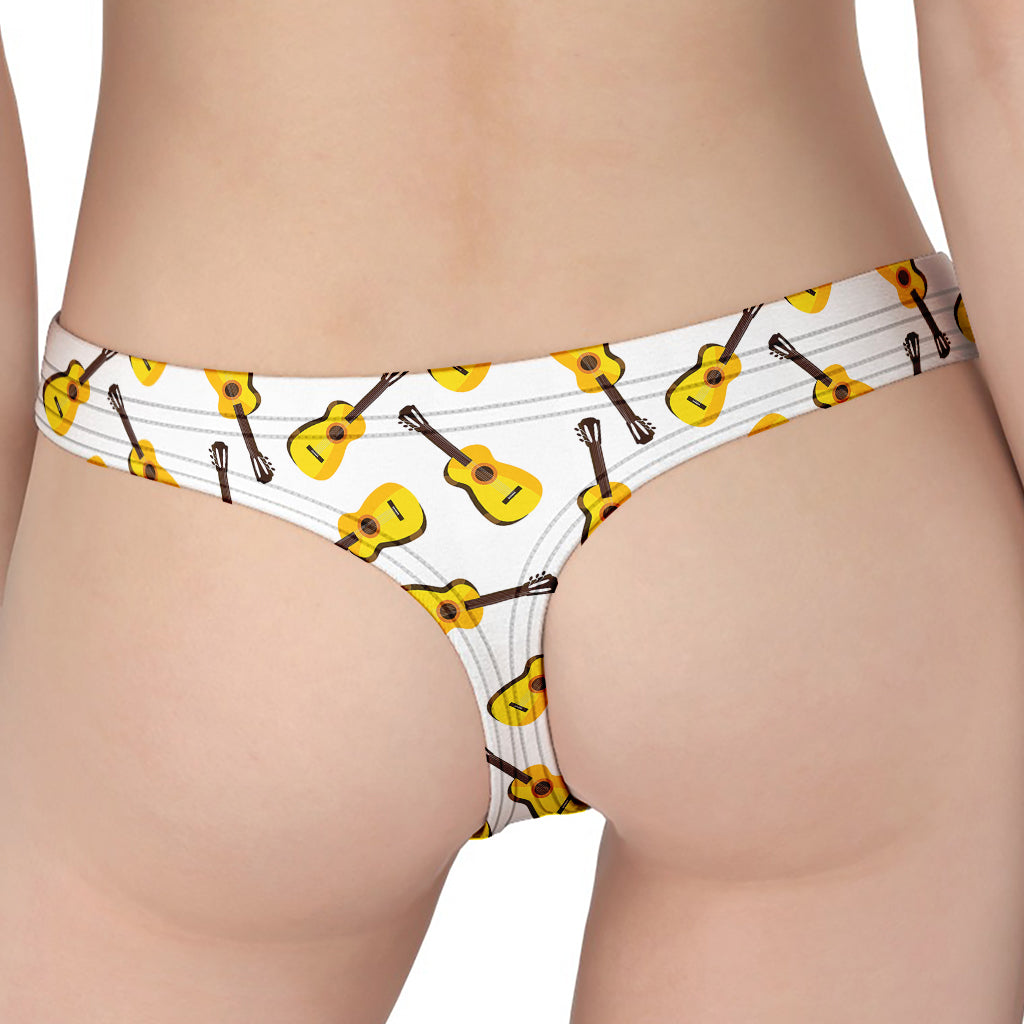 Acoustic Guitar Pattern Print Women's Thong