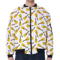 Acoustic Guitar Pattern Print Zip Sleeve Bomber Jacket