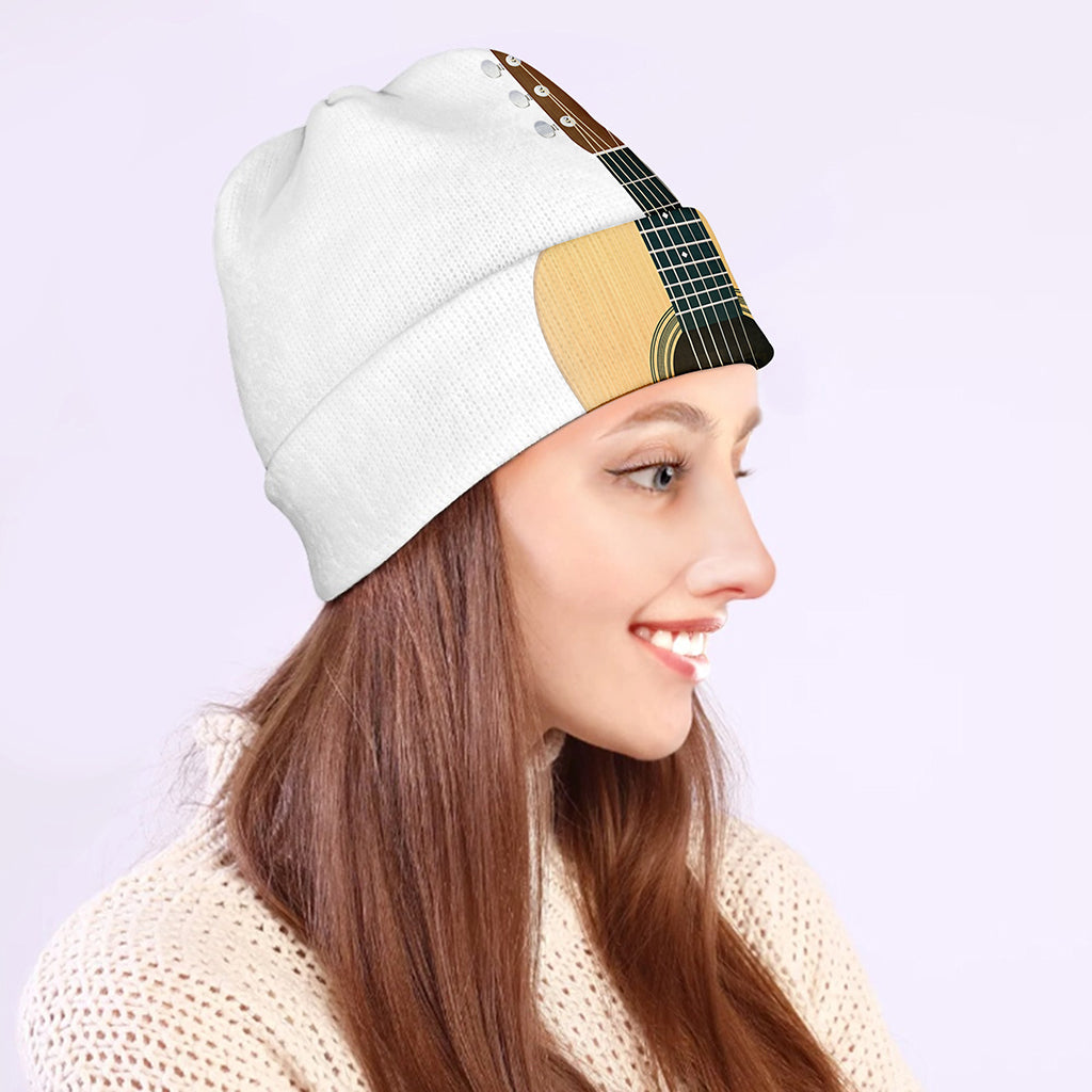 Acoustic Guitar Print Beanie