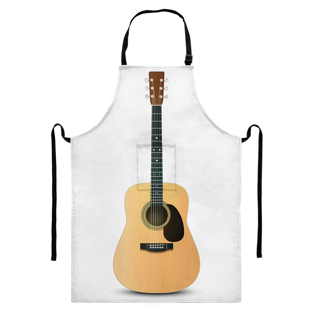 Acoustic Guitar Print Bib Apron With Pocket