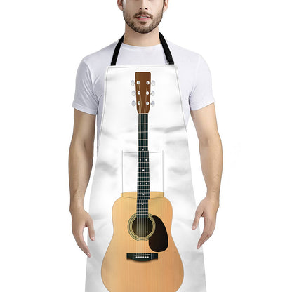 Acoustic Guitar Print Bib Apron With Pocket